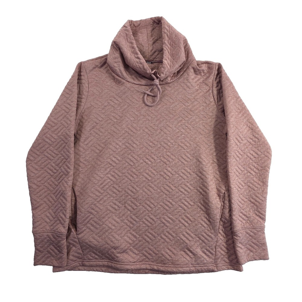 RBX Active Quilted Drawstring‎ Cowl Neck Sweatshirt With Pockets Mauve Sz Large